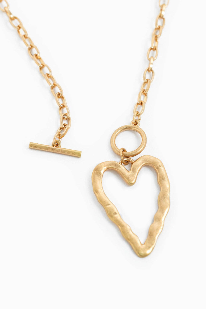 Love Token Hammered Heart Necklace - Gold