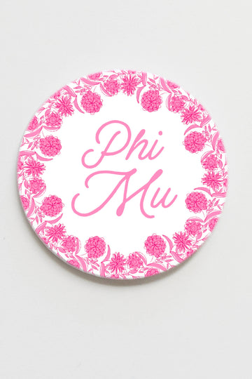 Phi Mu Flower Ring Button- 2.25 inch