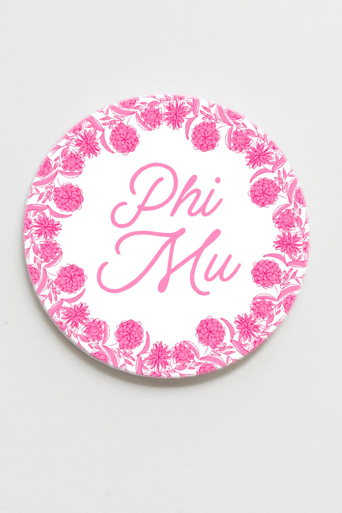 Phi Mu Flower Ring Button- 2.25 inch