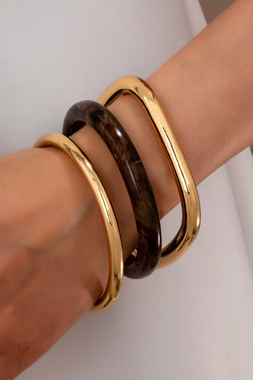 JOSSLYN by wall to wall - Tort & Gold Bangle Trio Bangle Set | 80B1586