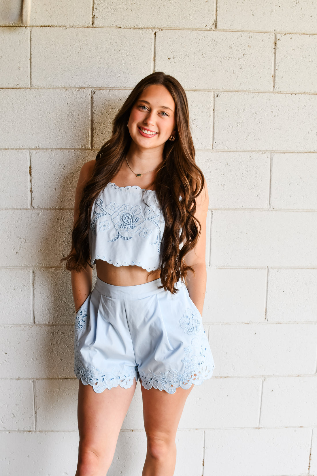 Loren Embroidered Set- Blue