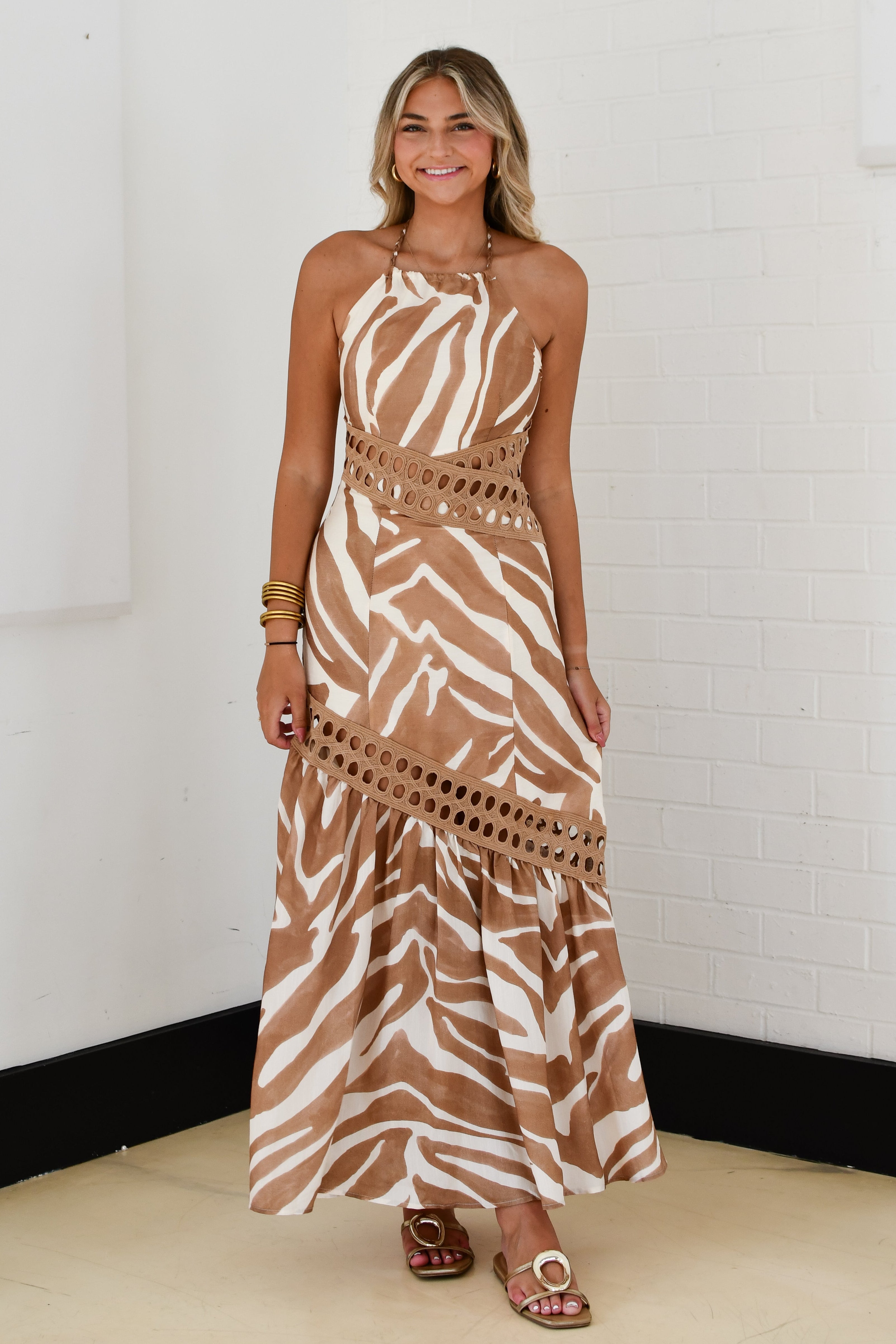 Chic On Repeat Zebra Print Maxi Dress - Mocha