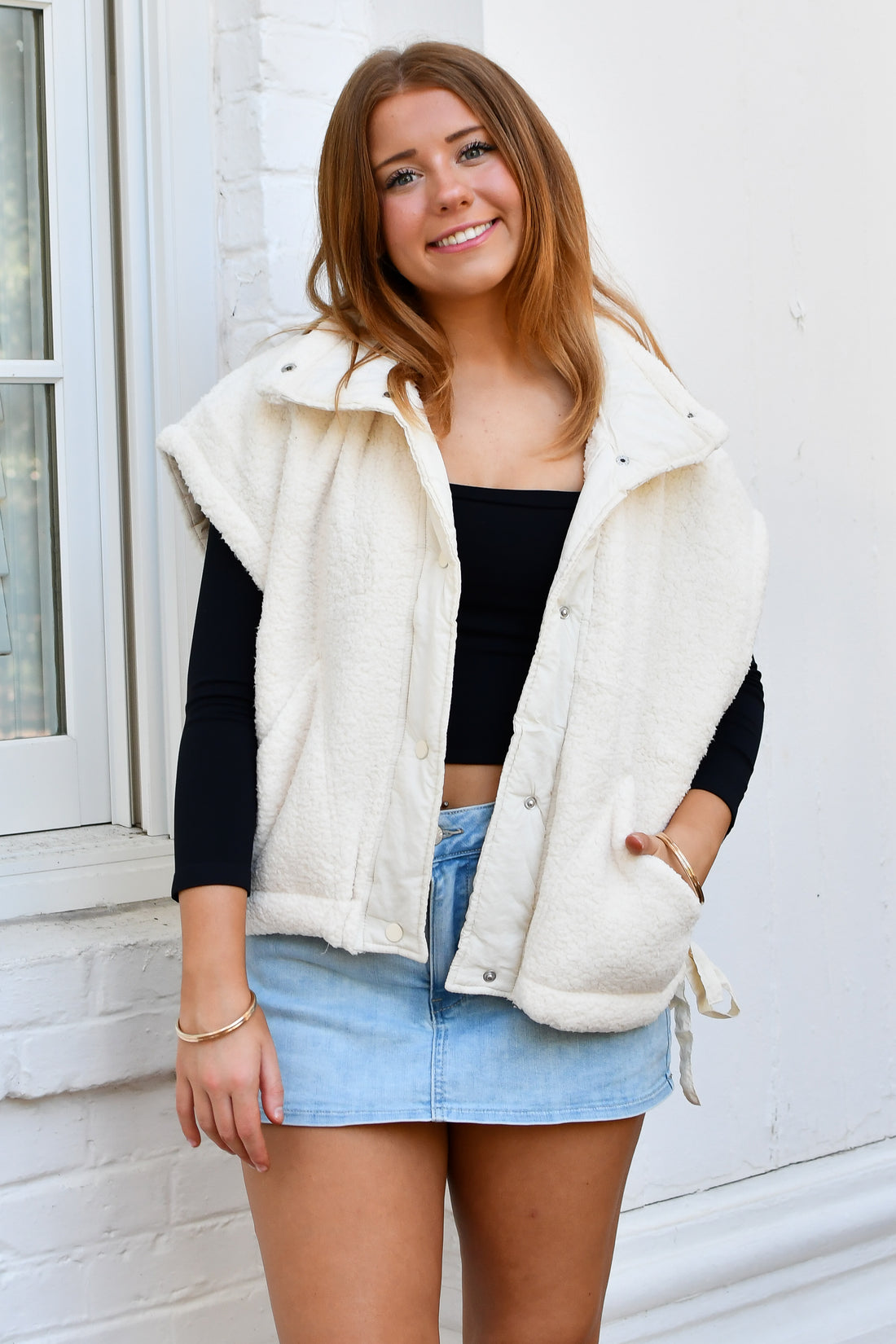 Free Range Teddy Vest - Ivory