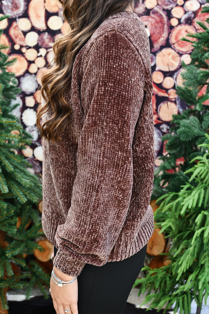 Talya Chenille Sweater - Brown