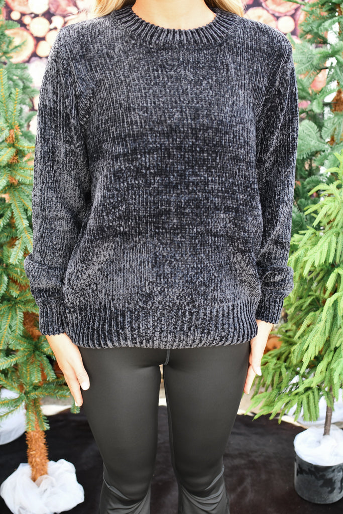 Talya Chenille Sweater - Black
