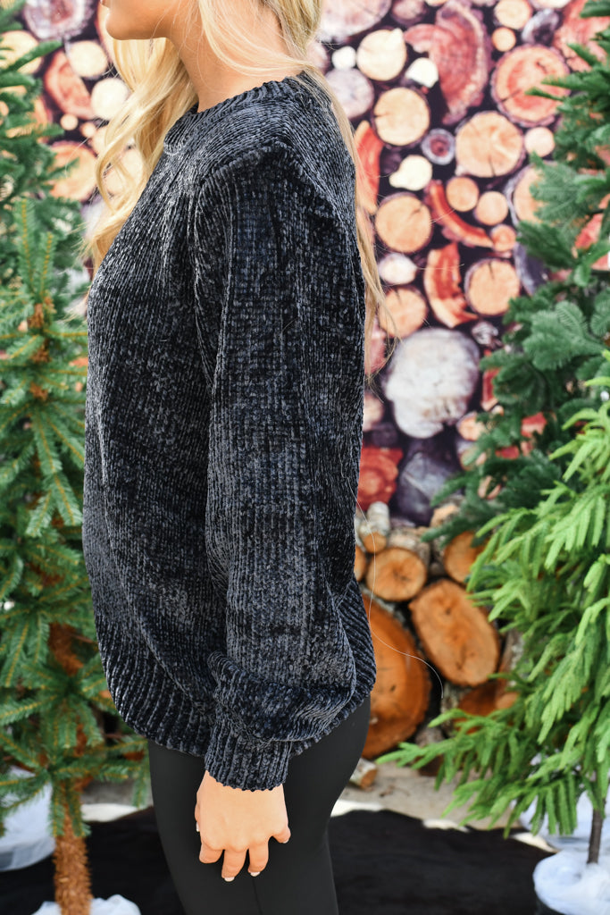 Talya Chenille Sweater - Black
