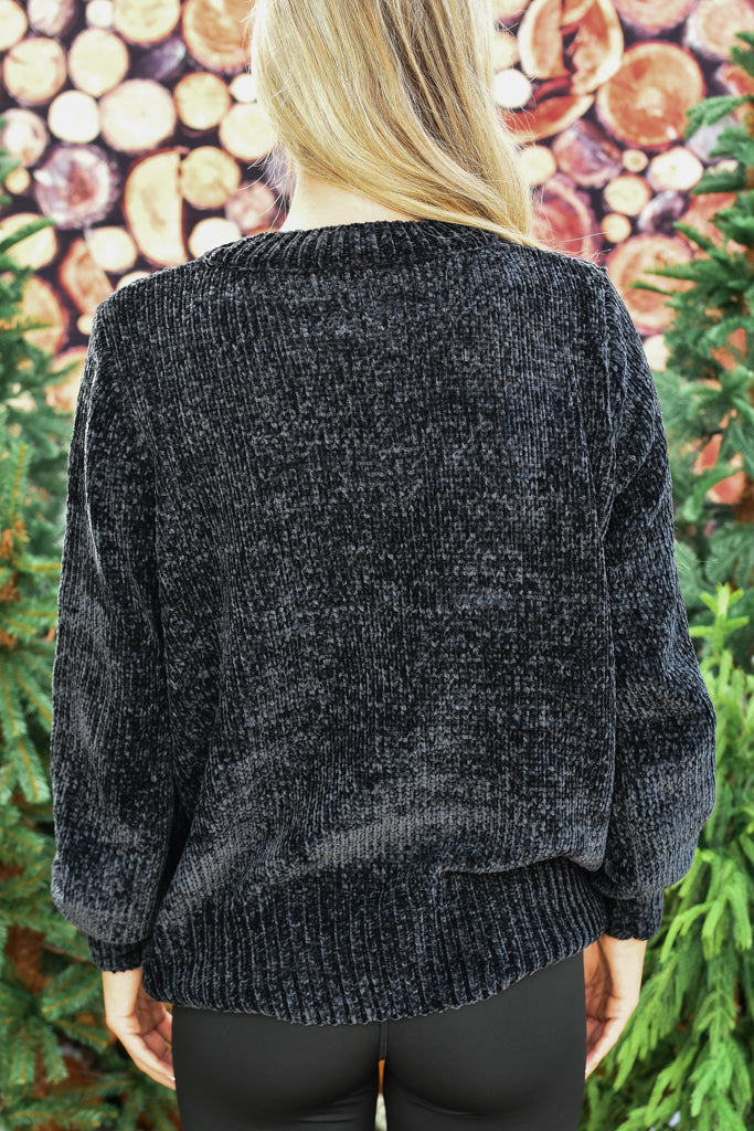 Talya Chenille Sweater - Black