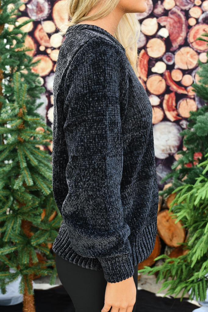 Talya Chenille Sweater - Black