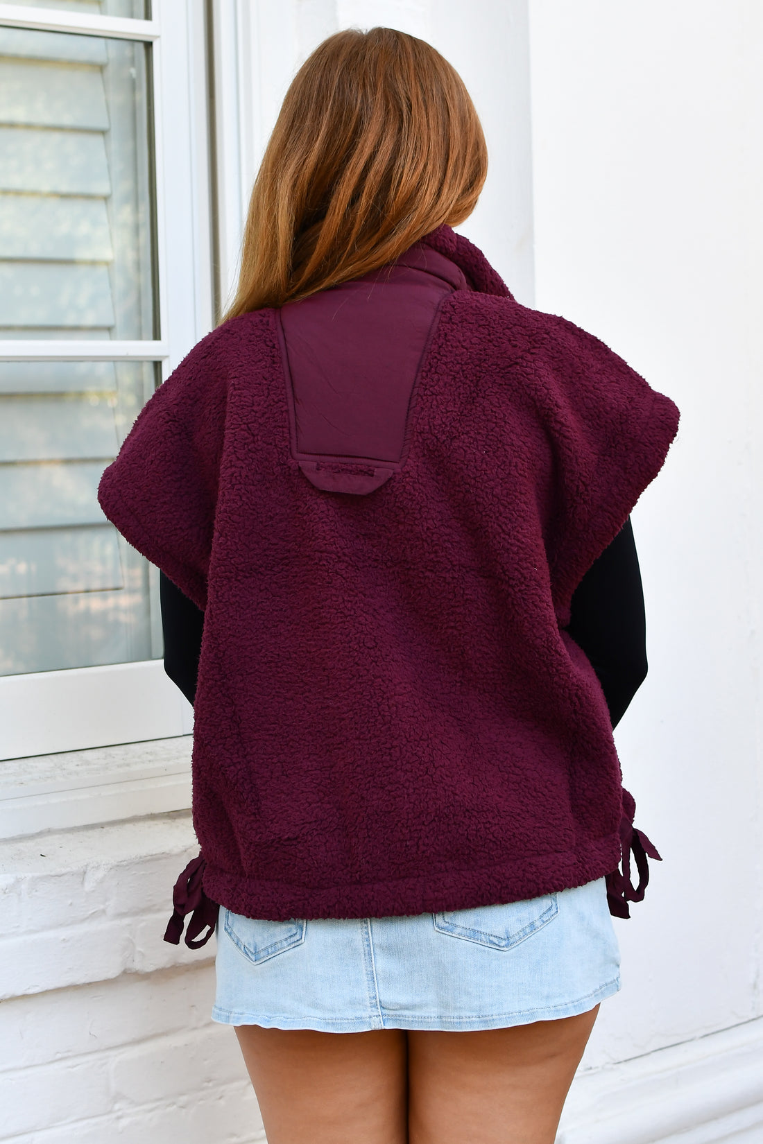 Free Range Teddy Vest - Burgundy