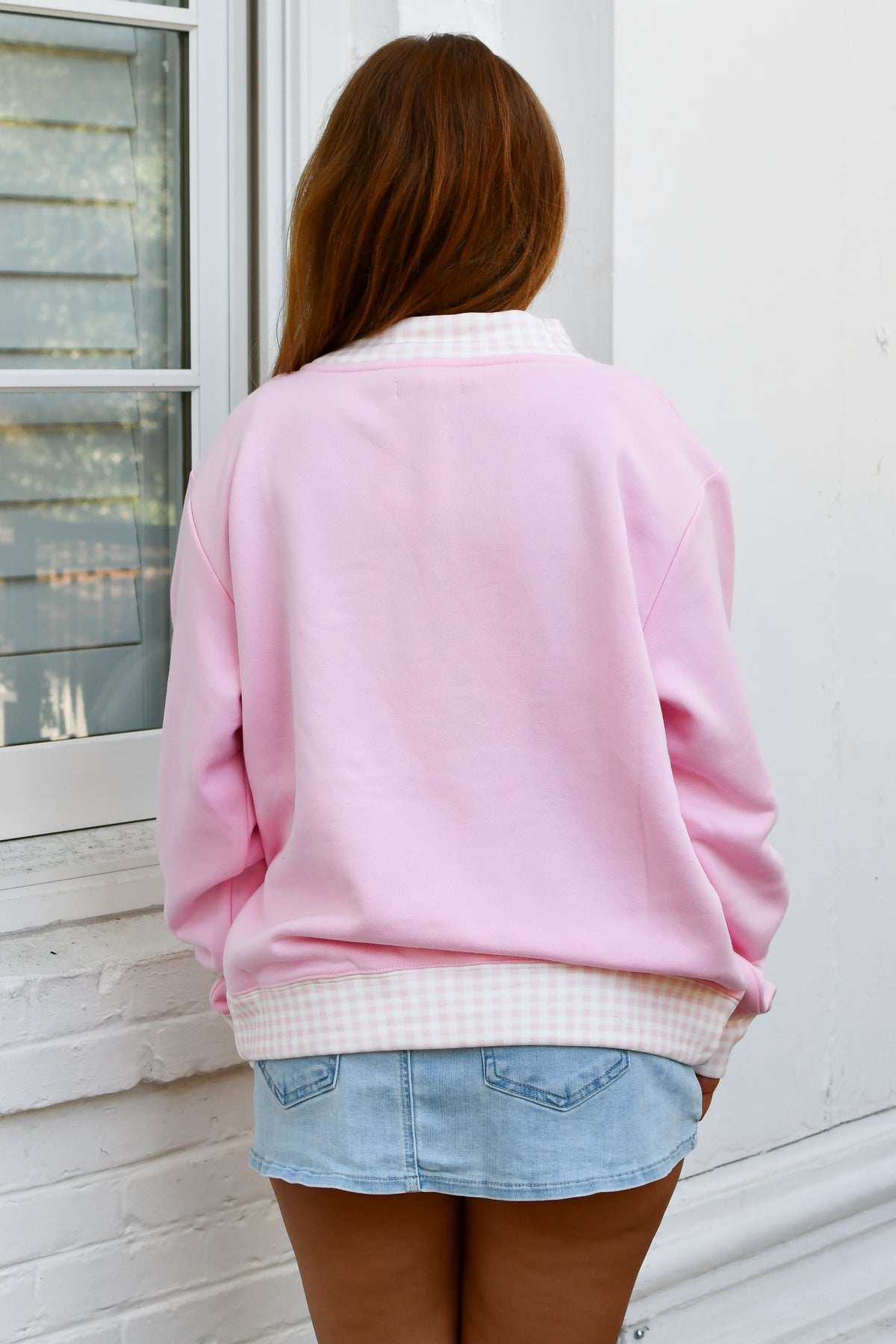 Sorority Gingham Mock Neck - Phi Mu