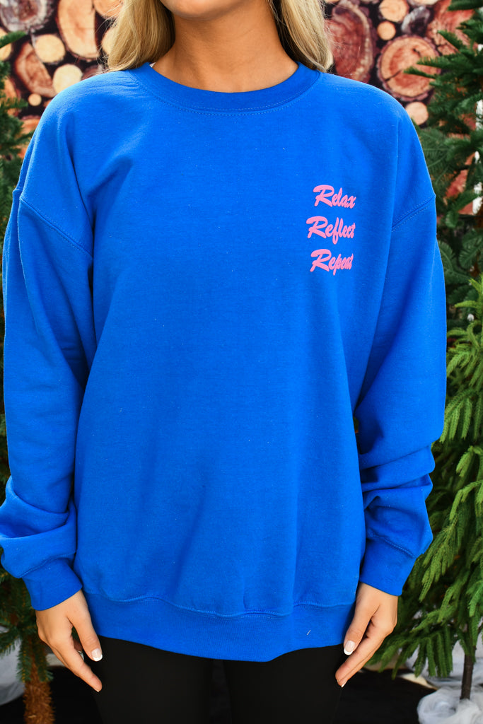 Relax Reflect Graphic Sweatshirt - Royal Blue
