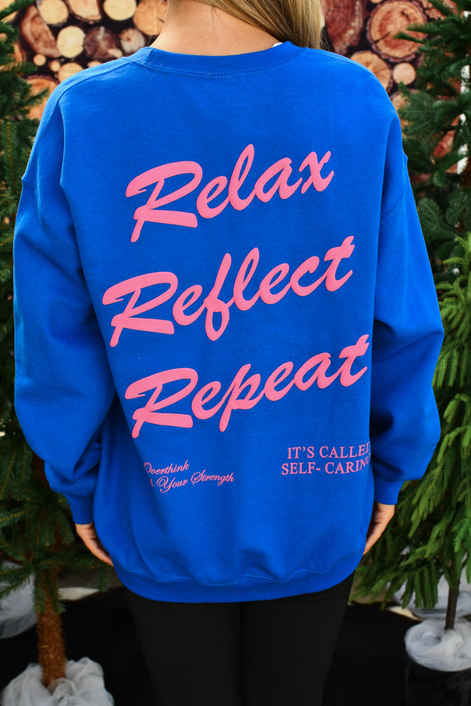 Relax Reflect Graphic Sweatshirt - Royal Blue