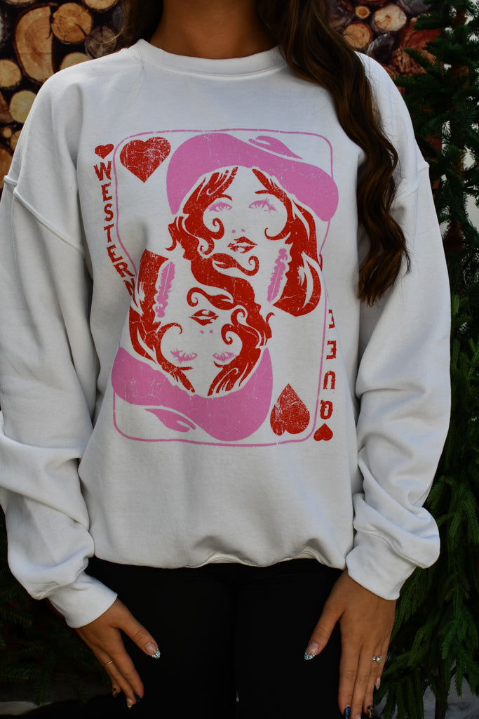 Western Queen Sweatshirt - White
