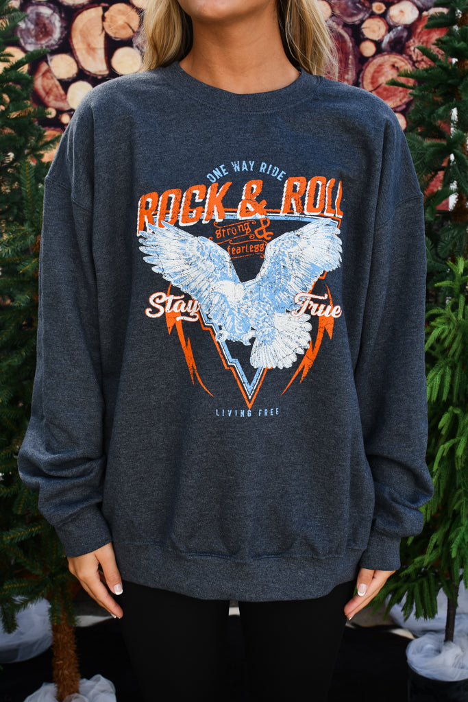 Rock N' Roll Graphic Sweatshirt - Charcoal
