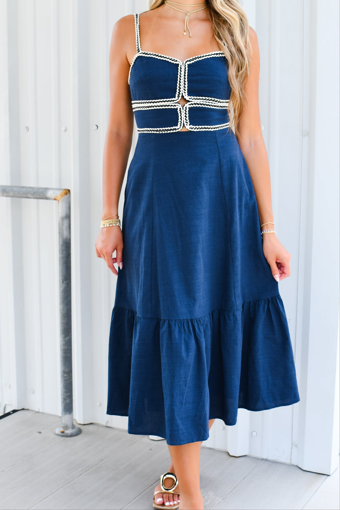 Snap Out Midi Dress - Navy