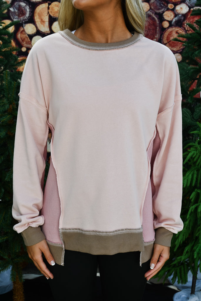 True Heart Colorblock Sweater - Pink