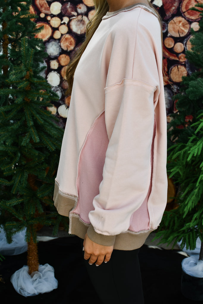 True Heart Colorblock Sweater - Pink