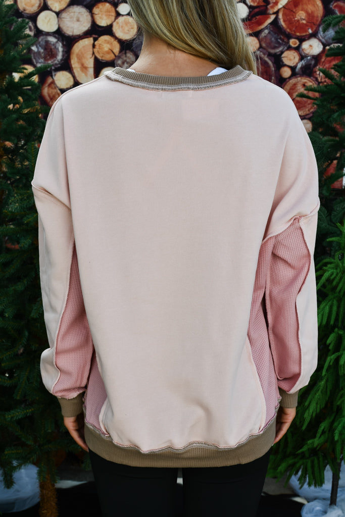 True Heart Colorblock Sweater - Pink