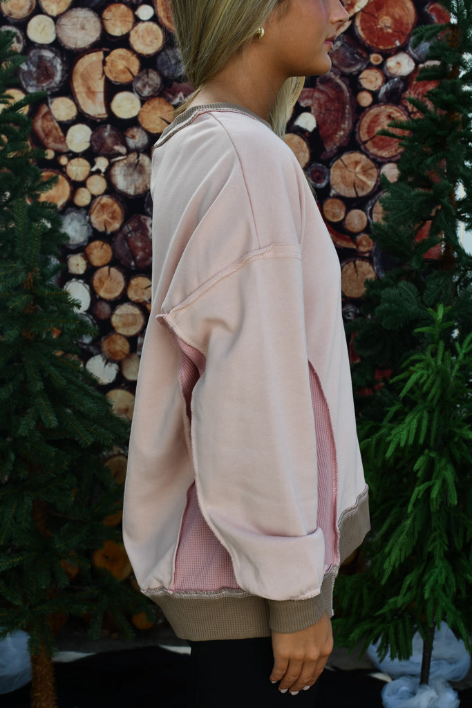 True Heart Colorblock Sweater - Pink