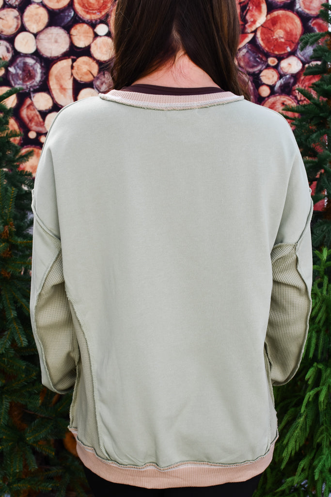 True Heart Colorblock Sweater - Sage
