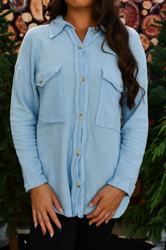 Money Maker Henley Top - Light Blue