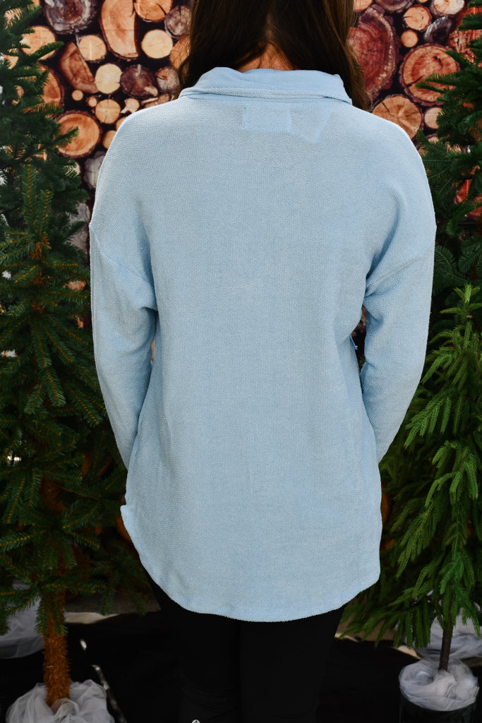 Money Maker Henley Top - Light Blue