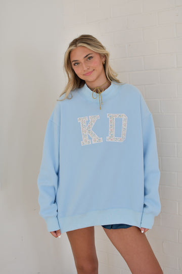 Sorority Floral Embroidered Mock-Neck Sweatshirt -  Kappa Delta