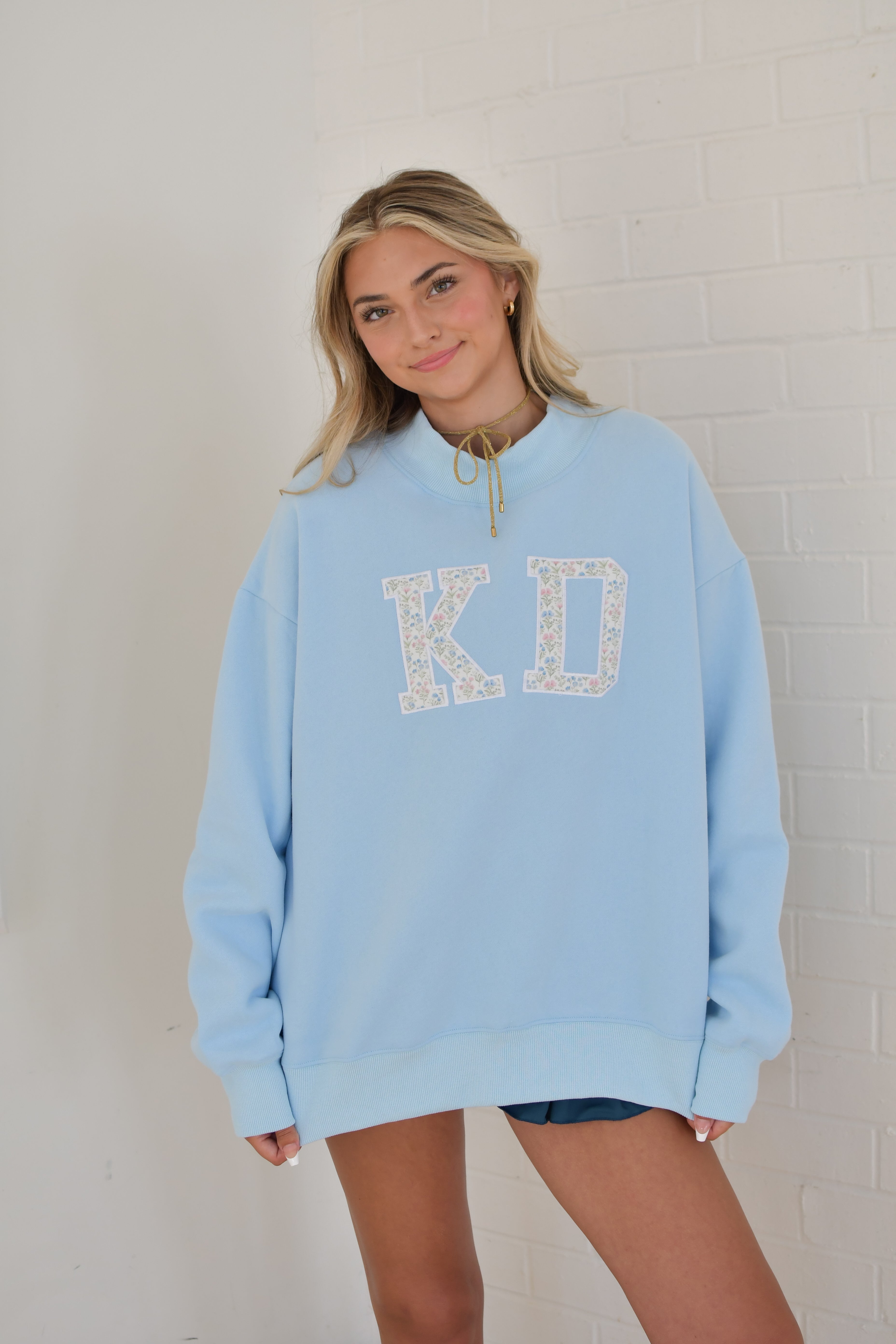 Sorority Floral Embroidered Mock-Neck Sweatshirt -  Kappa Delta