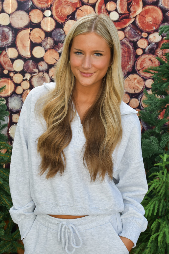 Pretty Ease Half Zip Sweatshirt - Ice Grey