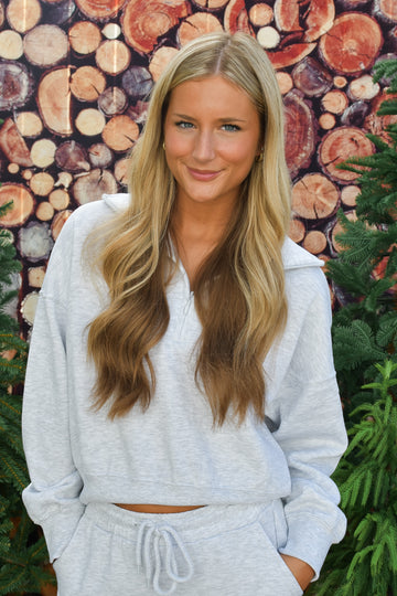 Pretty Ease Half Zip Sweatshirt - Ice Grey