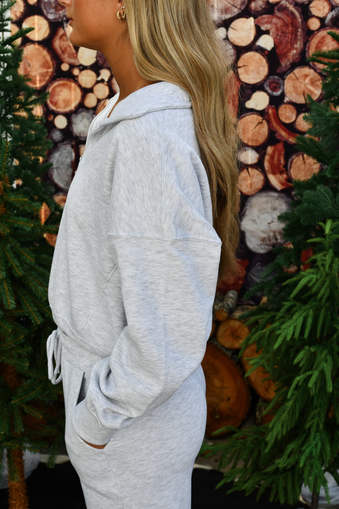 Pretty Ease Half Zip Sweatshirt - Ice Grey