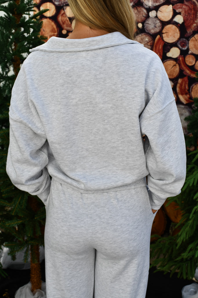 Pretty Ease Half Zip Sweatshirt - Ice Grey
