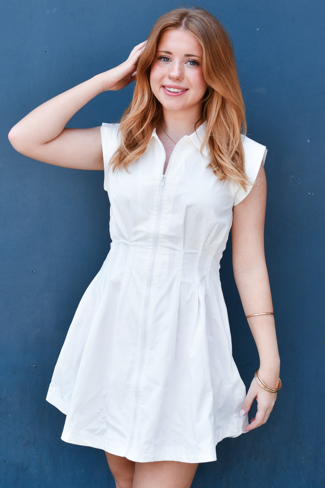 New Here Pleated Dress - White