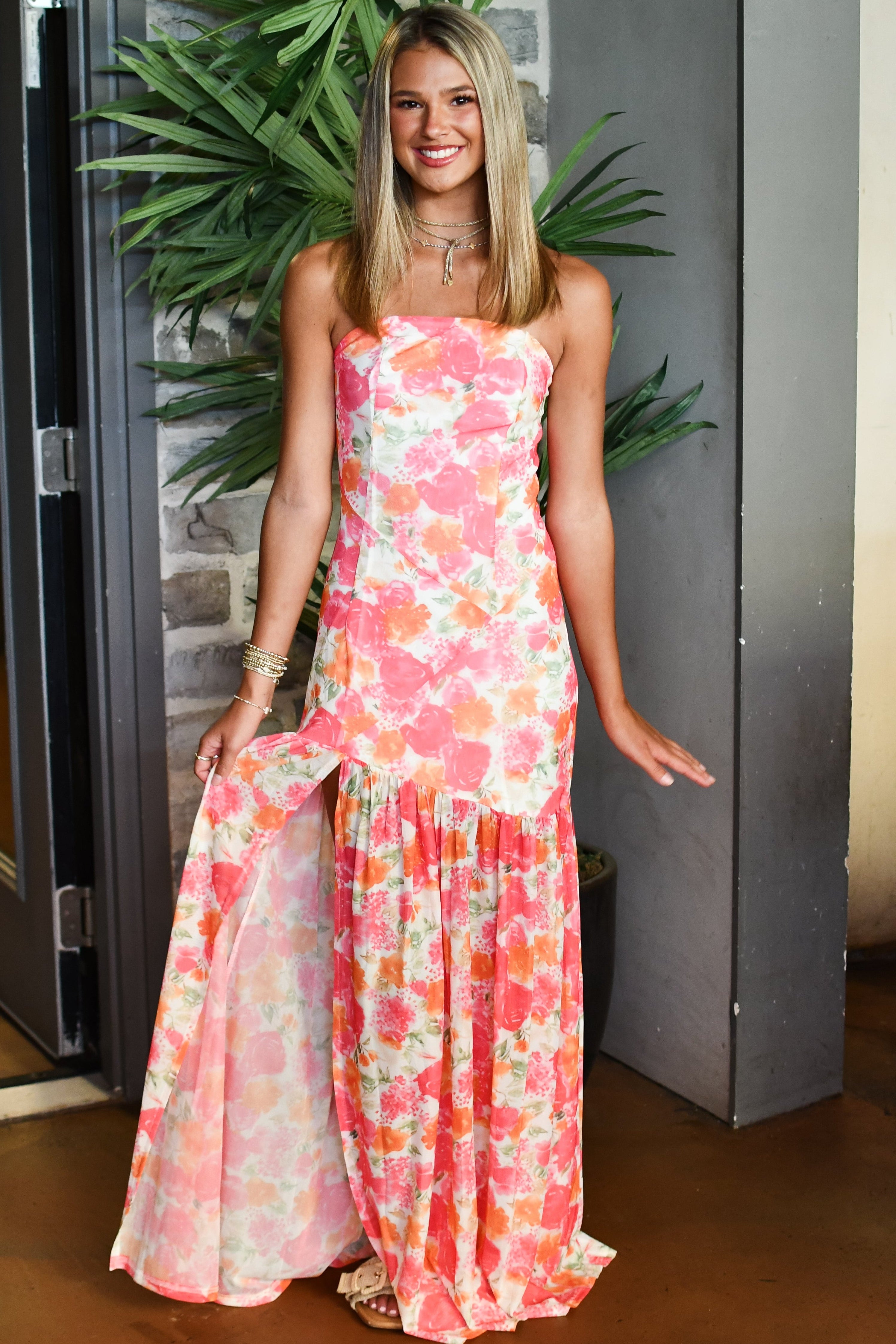 Mabella Floral Maxi Dress - Pink Mutli