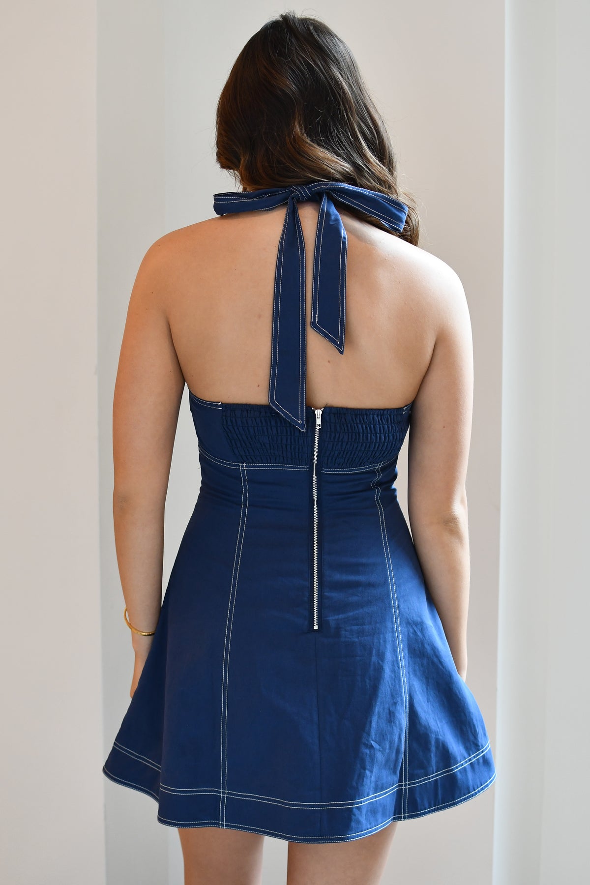 Tailgate Time Halter Mini Dress - Navy