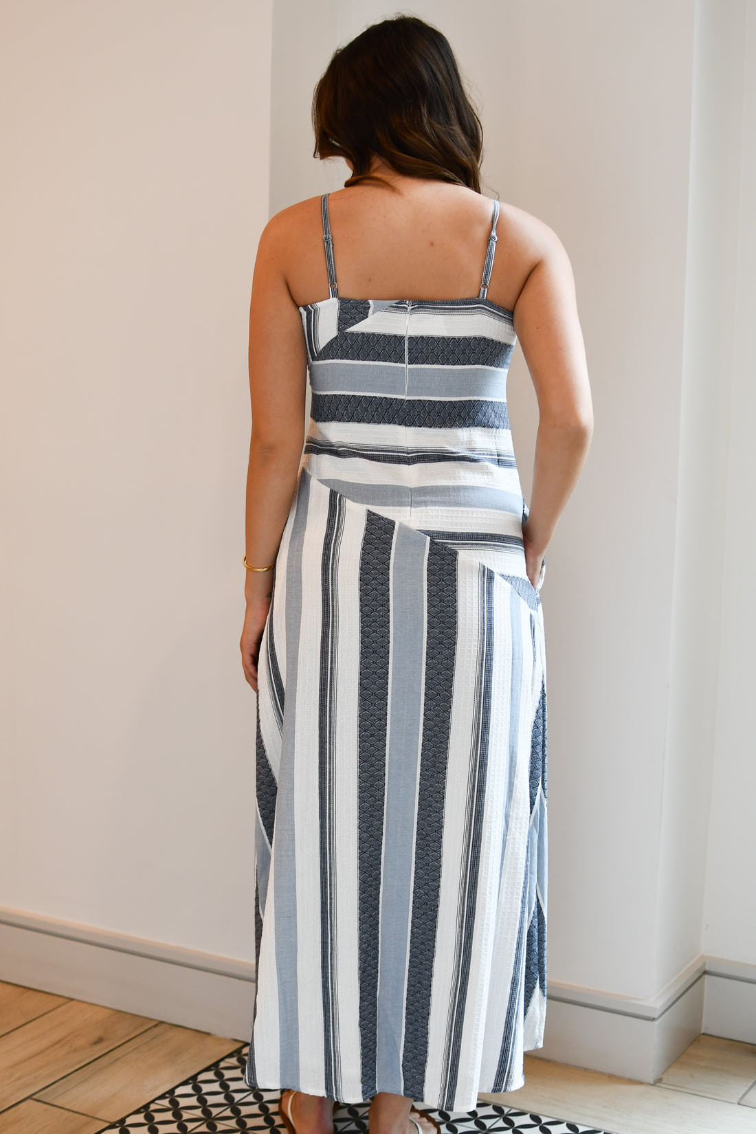 Tranquil Striped Maxi Dress - Blue Multi