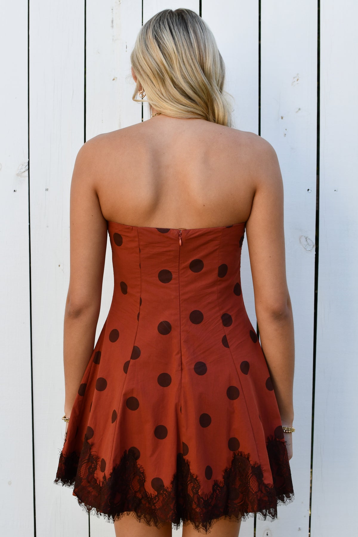Believe Me Polka Dot Mini Dress - Brown