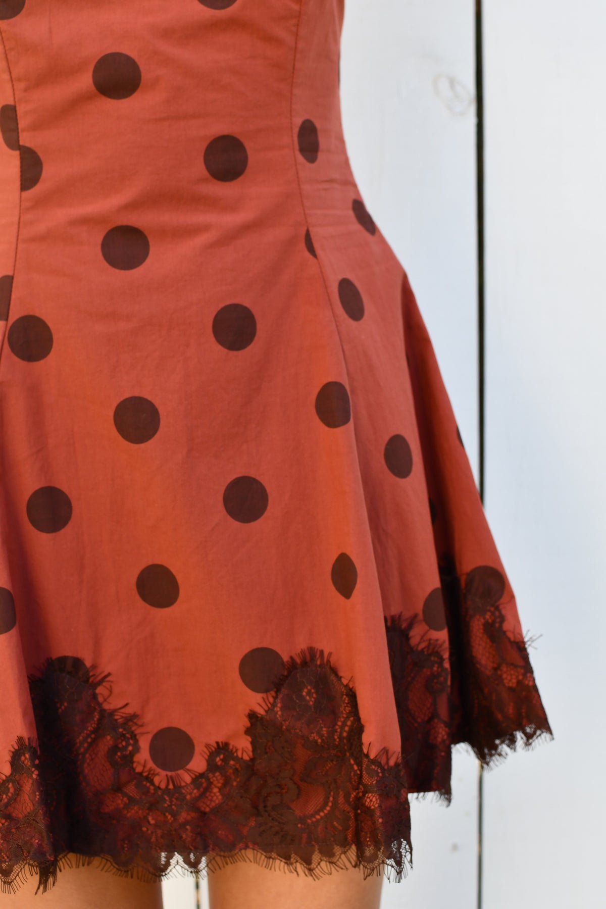 Believe Me Polka Dot Mini Dress - Brown