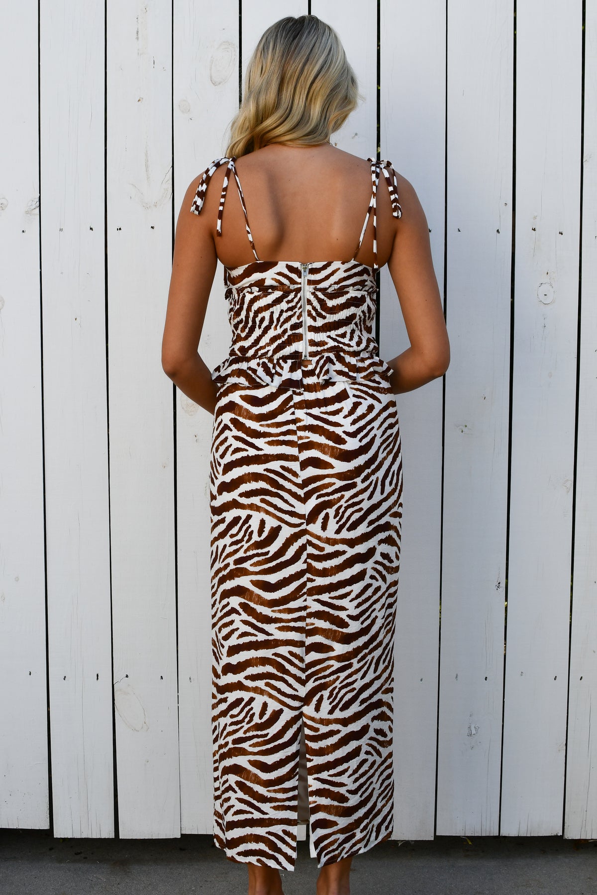 Mighty Hot Top & Maxi Skirt Set - Brown Zebra, view 2