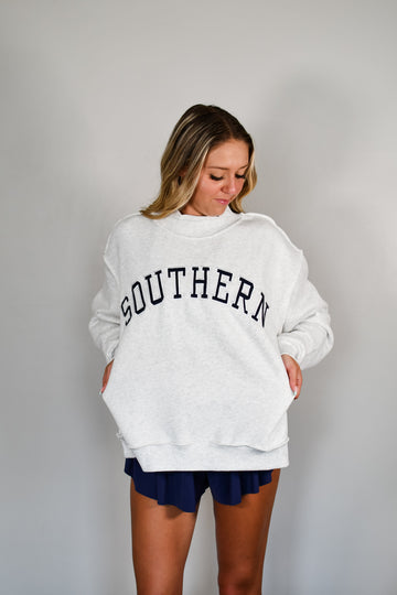 Tooloolah Classic Southern Mockneck Sweatshirt - Heather Grey