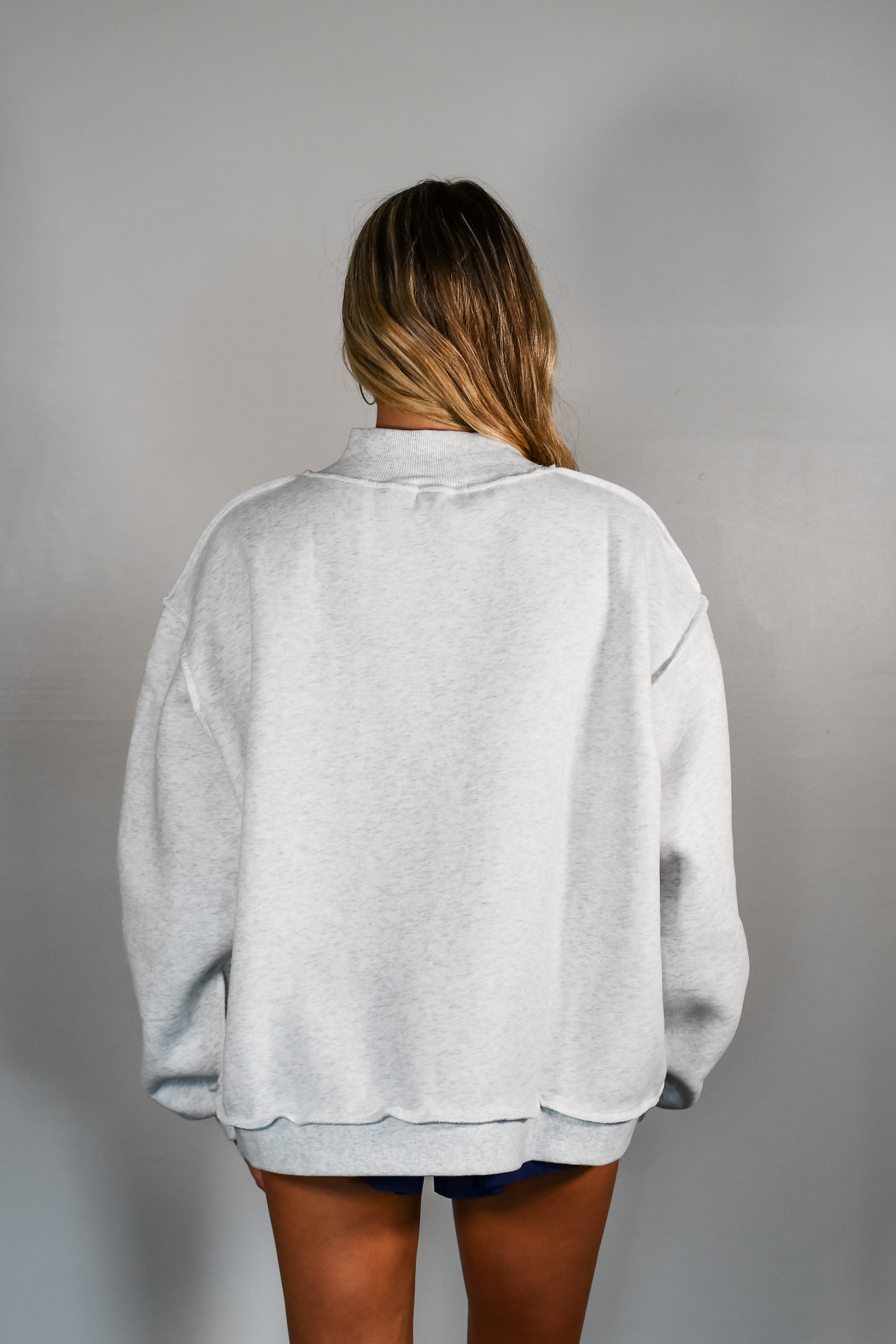 TooLooLah Classic Southern Mockneck Sweatshirt - Heather Grey