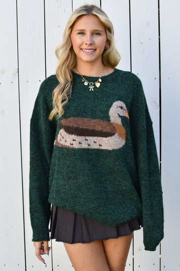 Mallard Manor Crewneck Sweater - Forest Green