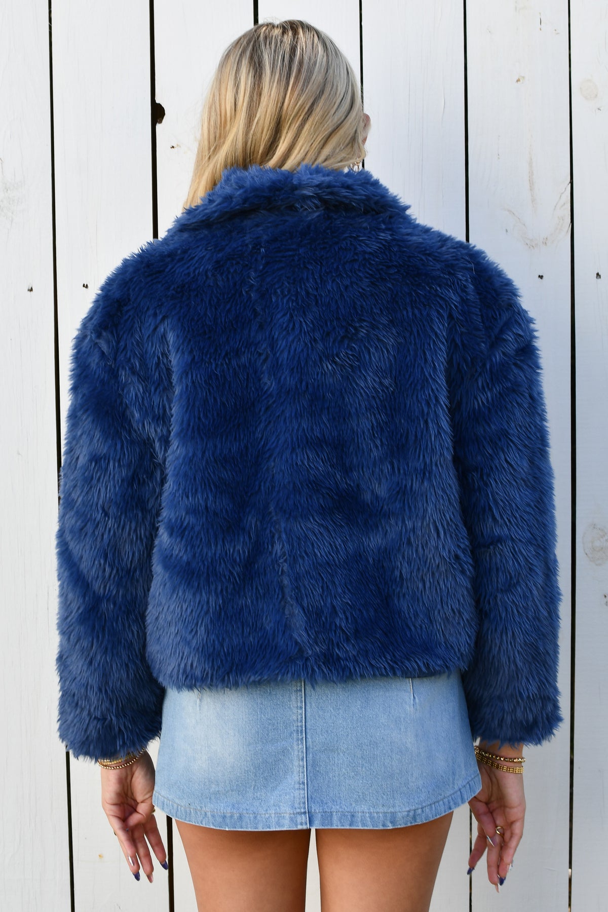 Calm Energy Faux Fur Jacket - Navy, view 2