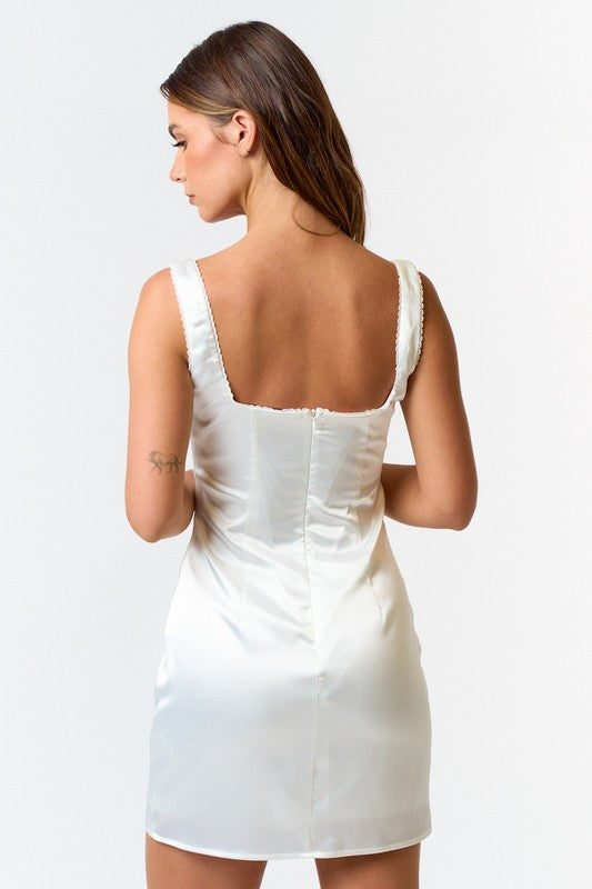 Mckenna Satin Mini Dress - Off White