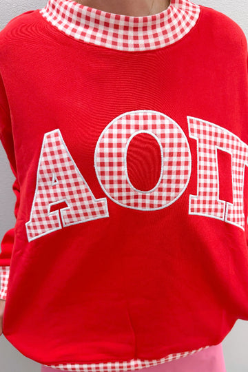 Sorority Gingham Mock Neck - AOII