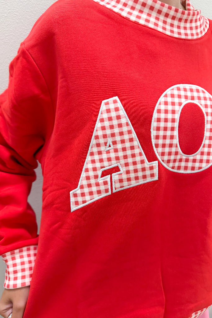 Sorority Gingham Mock Neck - AOII