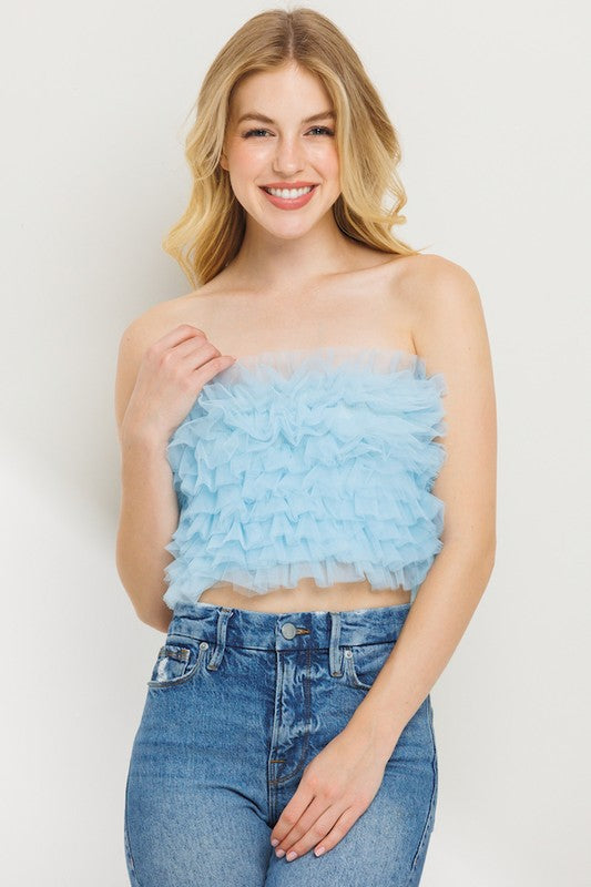 Small Town Girl Tube Top- Blue