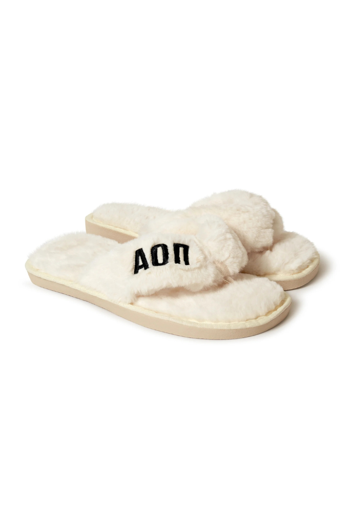 Sorority Faux Fur Slippers - AOII