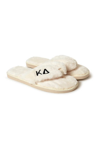Sorority Faux Fur Slippers - Kappa Delta