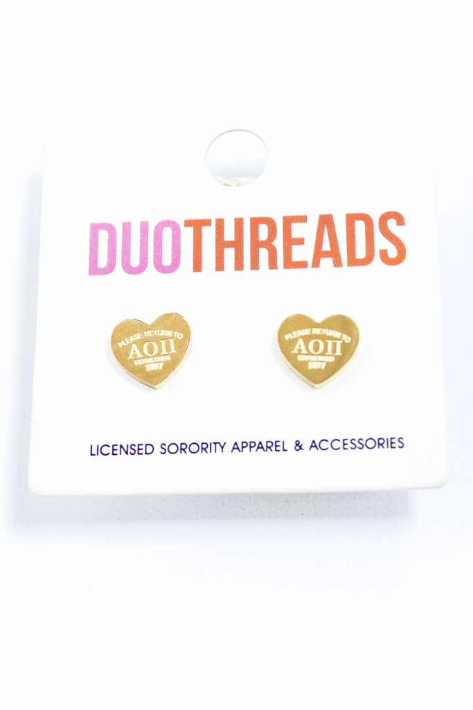 Sorority Heart Earrings - AOII